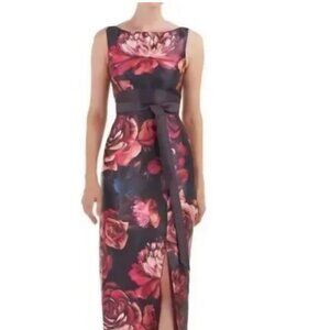 Kay Unger Floral Print Column Gown size 6